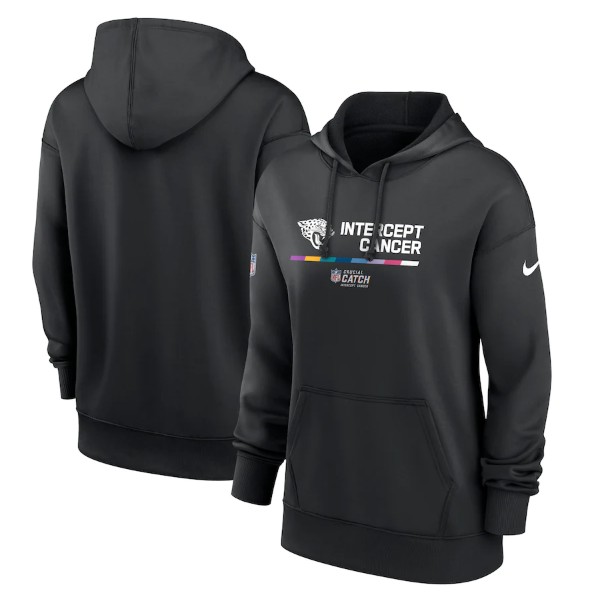 Women's Jacksonville Jaguars 2022 Black NFL Crucial Catch Therma Performance Pullover Hoodie(Run Small)